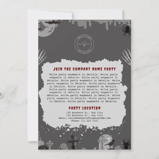 Uitnodiging van de Partij van het Costume van het (Achterkant)