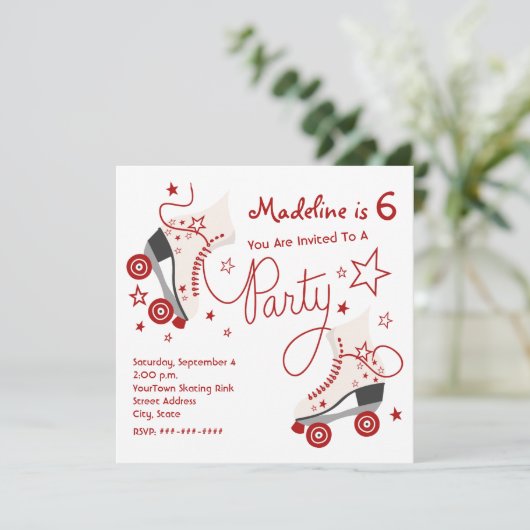 Uitnodiging van de Partij van het Schaats Roller - (Staand voorkant)
