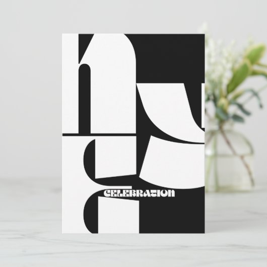 Uitnodiging van de partij van het Zwarte & Witte R (Staand voorkant)