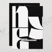 Uitnodiging van de partij van het Zwarte & Witte R (Voorkant / Achterkant)