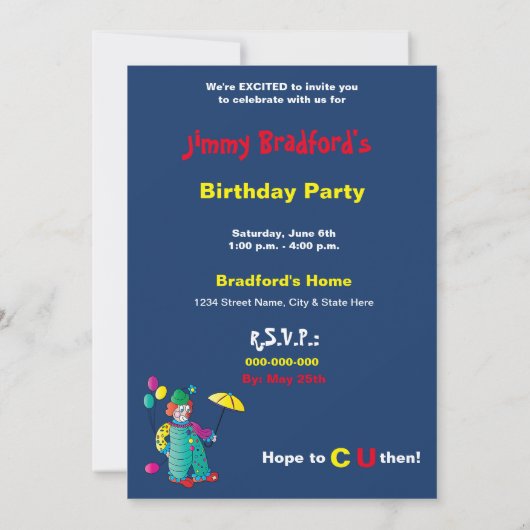 Uitnodiging van de partij van kind om vlinderballo (Achterkant)