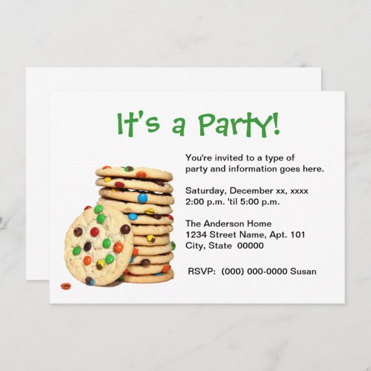 Uitnodiging van de Partij van Koekjes (Voorkant / Achterkant)