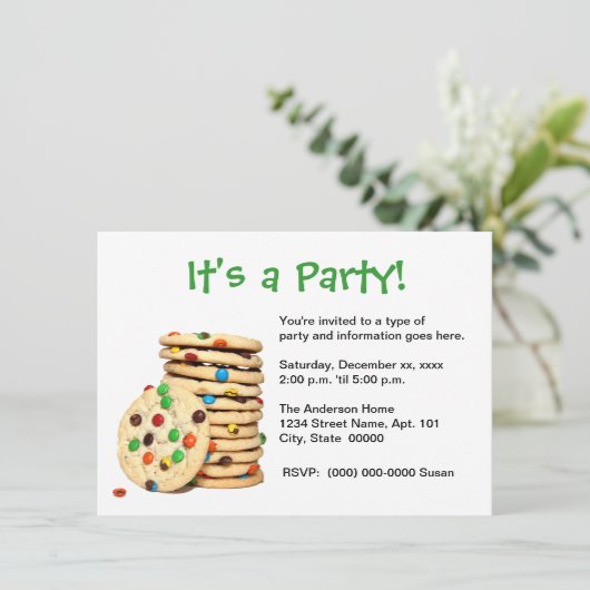 Uitnodiging van de Partij van Koekjes (Staand voorkant)