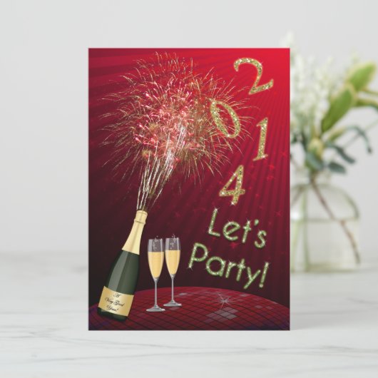 Uitnodiging van de partij van New Year's Eve Firew (Staand voorkant)