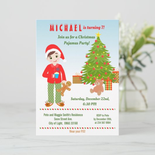 uitnodiging van de partij van Pajamas en Cookies B (Staand voorkant)