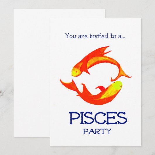 Uitnodiging van de Partij van Pisces (Voorkant / Achterkant)