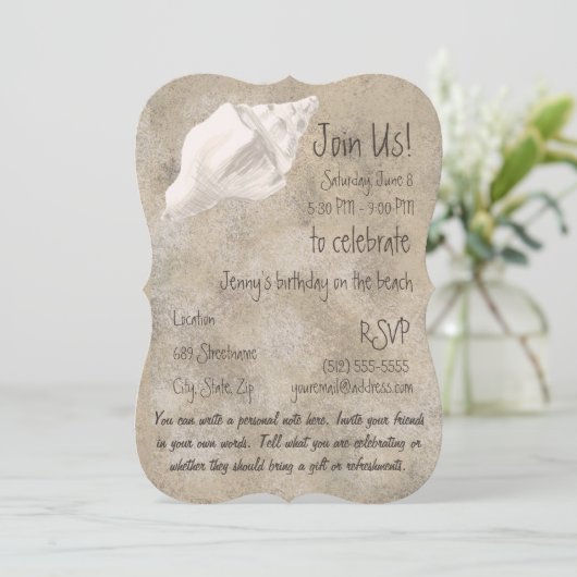 Uitnodiging van de Partij van Shell van Conch (Staand voorkant)