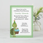 Uitnodiging van de partij van Turtle Birthday (Staand voorkant)