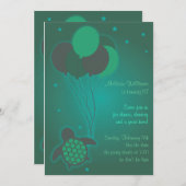 Uitnodiging van de partij van Turtle Birthday (Voorkant / Achterkant)