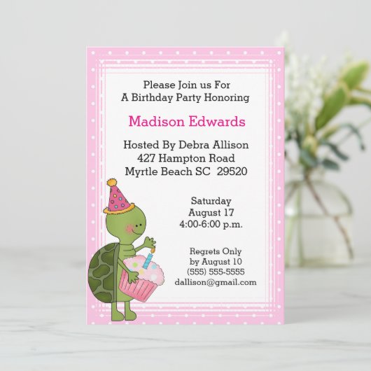Uitnodiging van de partij van Turtle Birthday (Staand voorkant)