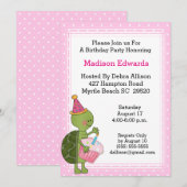 Uitnodiging van de partij van Turtle Birthday (Voorkant / Achterkant)