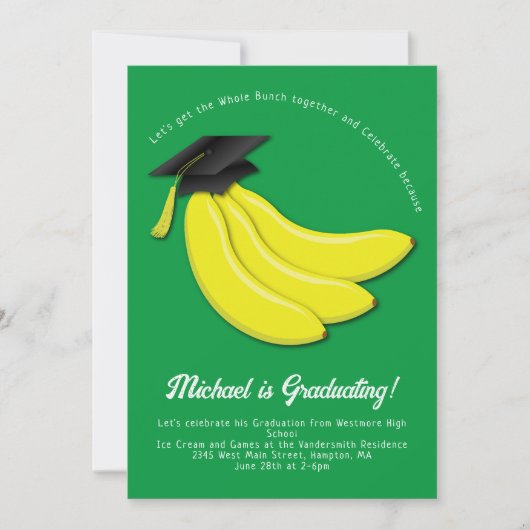 Uitnodiging van de Partij voor Banana Graduation (Voorkant)