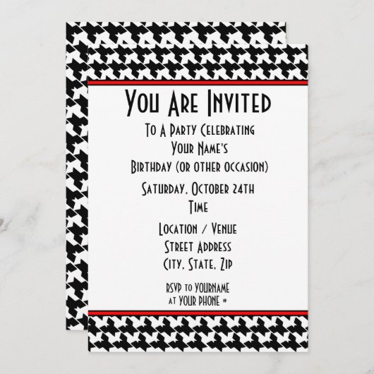 Uitnodiging van de partij voor de Houndstooth (Voorkant / Achterkant)