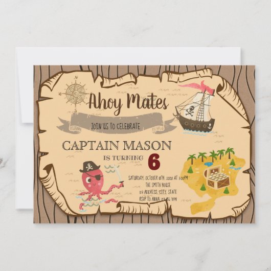 Uitnodiging van de partij voor de jacht op schatte (Voorkant)