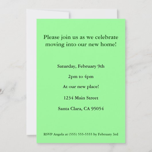 Uitnodiging van de partij voor de opwarming van de (Achterkant)