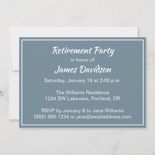 Uitnodiging van de Partij voor de Pensionering van (Achterkant)