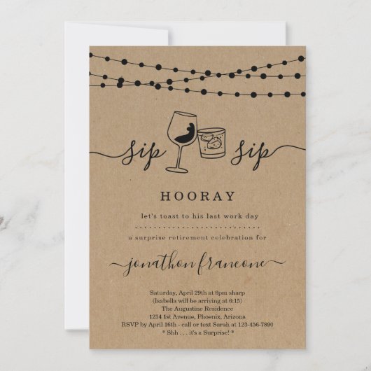 Uitnodiging van de Partij voor de Pensionering van (Voorkant)