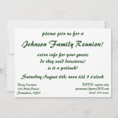 Uitnodiging van de  partij voor de Picnic Reunion (Achterkant)