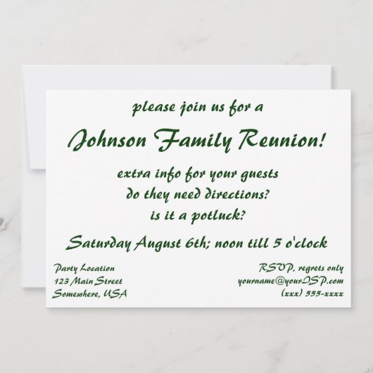 Uitnodiging van de partij voor de Picnic Reunion (Achterkant)