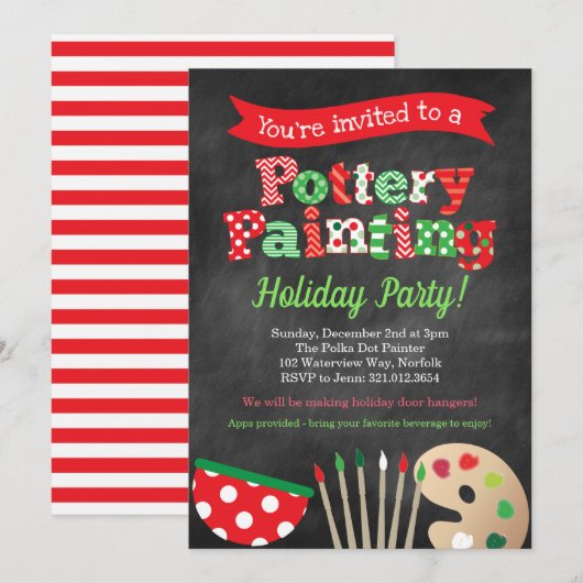 Uitnodiging van de partij voor het schilderen van  (Voorkant / Achterkant)