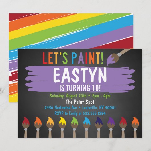 Uitnodiging van de partij voor het schilderen van  (Voorkant / Achterkant)