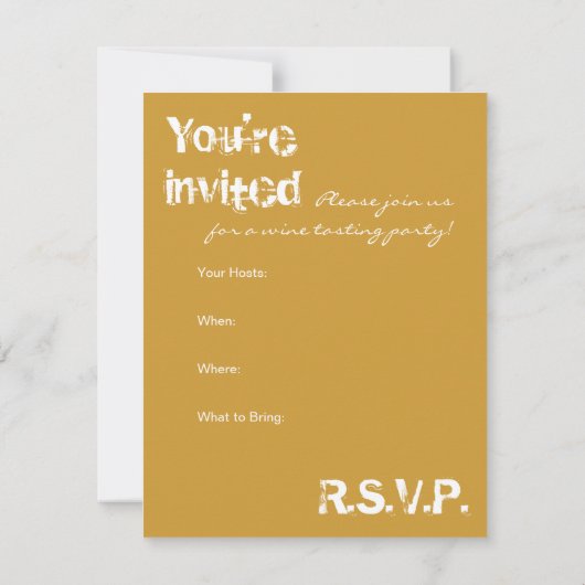 Uitnodiging van de partij voor het testen van wijn (Achterkant)