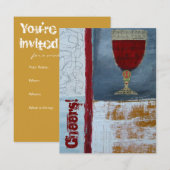 Uitnodiging van de partij voor het testen van wijn (Voorkant / Achterkant)