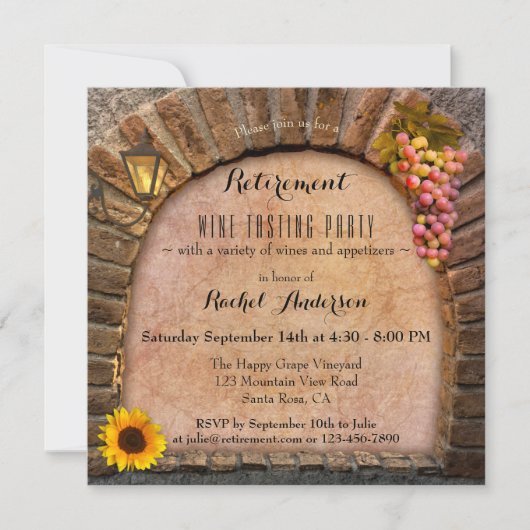 Uitnodiging van de partij voor het testen van wijn (Voorkant)