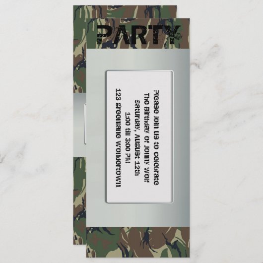 Uitnodiging van de partij voor het thema Soldaat (Voorkant / Achterkant)