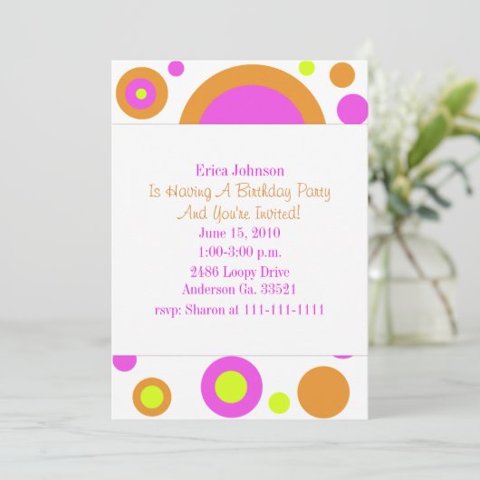 Uitnodiging van de partij voor kleurrijke cirkels (Staand voorkant)
