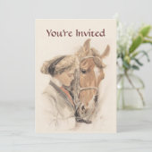 Uitnodiging van de partij voor paarden en Lady (Staand voorkant)