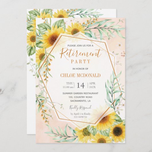 Uitnodiging van de Partij voor Pensionering met zo (Voorkant / Achterkant)