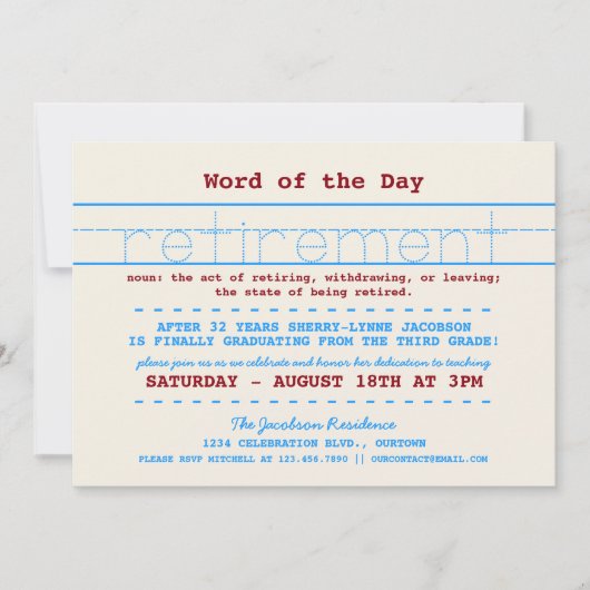 Uitnodiging van de Partij voor pensionering van le (Voorkant)