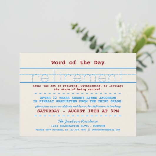 Uitnodiging van de Partij voor pensionering van le (Staand voorkant)