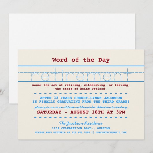 Uitnodiging van de Partij voor pensionering van le (Voorkant / Achterkant)