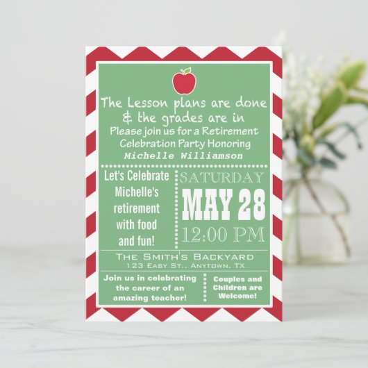 Uitnodiging van de Partij voor pensionering van le (Staand voorkant)