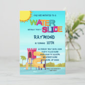 Uitnodiging van de partij Waterslide Birthday (Staand voorkant)