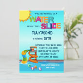 Uitnodiging van de partij Waterslide Birthday (Staand voorkant)