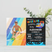 Uitnodiging van de partij Waterslide Birthday (Staand voorkant)