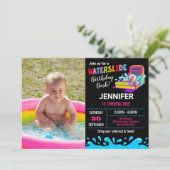 Uitnodiging van de partij Waterslide Birthday (Staand voorkant)