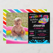 Uitnodiging van de partij Waterslide Birthday (Voorkant / Achterkant)
