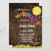 Uitnodiging van de partij Waterslide Birthday (Voorkant / Achterkant)