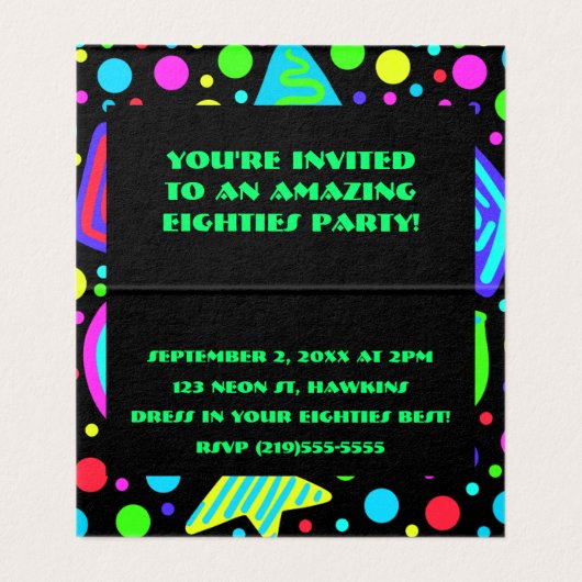 Uitnodiging van de partij Wild 80 (Binnenkant ongevouwen)