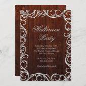 Uitnodiging van de partij Wooden Halloween (Voorkant / Achterkant)
