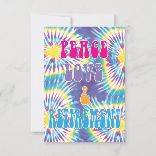 Uitnodiging van de Peace Love & Retirement Party (Voorkant)