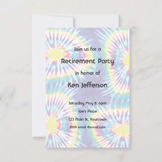 Uitnodiging van de Peace Love & Retirement Party (Achterkant)