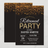Uitnodiging van de Pensioenpartij Black en Gold Gl (Voorkant / Achterkant)
