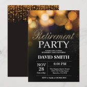 Uitnodiging van de Pensioenpartij Black en Gold Gl (Voorkant / Achterkant)