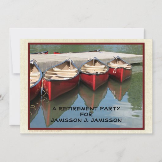 Uitnodiging van de Pensioenpartij, drie rode kano' (Voorkant)