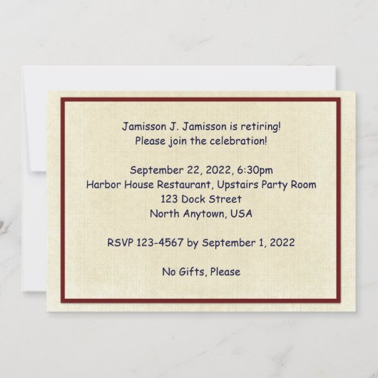 Uitnodiging van de Pensioenpartij, drie rode kano' (Achterkant)